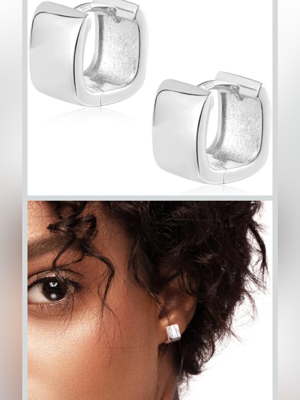 Polished Sterling Square Hoop Earrings - Silver